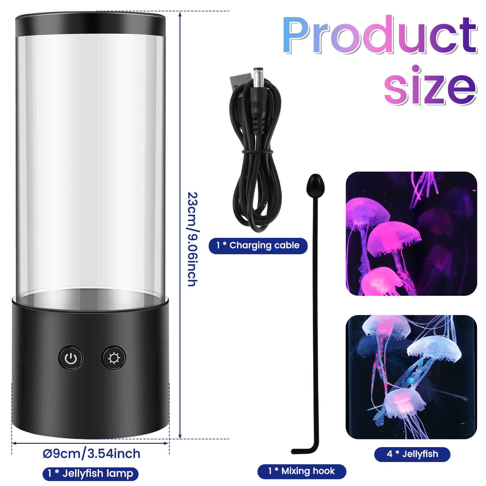 Jellyfish Night Light LED Fish Tank Lamp Desktop Decor Colorful Mood Sleep Lantern for Bedroom Party Lovers Gift Ambient Lights - Image 3