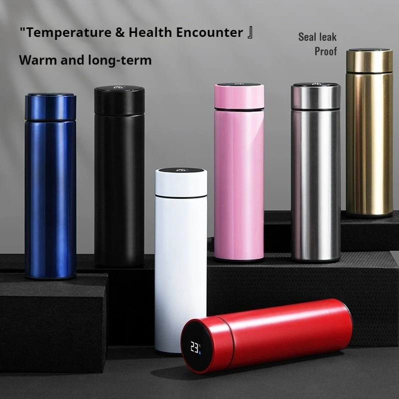 500ML Sports Water Cup Intelligent Temperature Thermos Bottle Car Insulated Cup Stainless Steel Thermal Mug Vacuum Flasks