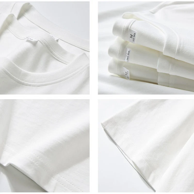 Summer Casual 100% Cotton Regular-Fit Women Crew Neck Basic White T-Shirts - Image 4