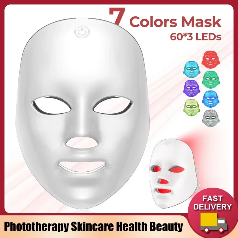 7 Colors Photon Silicone Face LED Mask 3D Facial Beauty Mask Red Light Therapy Skin Care Repair Skin Brightening Wireless Use - Image 2