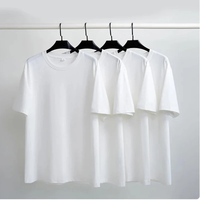 Summer Casual 100% Cotton Regular-Fit Women Crew Neck Basic White T-Shirts - Image 5